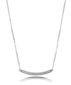 PANDORA logo reversible silver collier with clear cubic zirconia