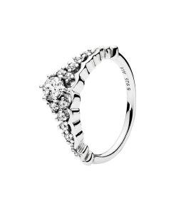 Tiara silver ring with clear cubic zirconia