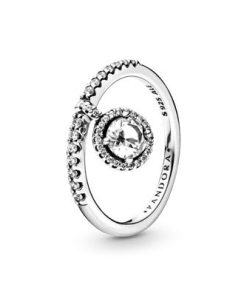 Sterling silver ring with moonlight blue crystal and clear cubic zirconia