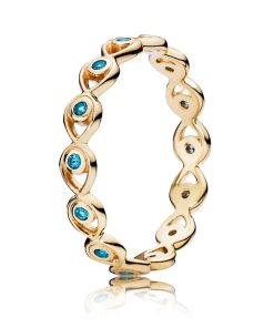 Ring in 14k with treated blue topaz