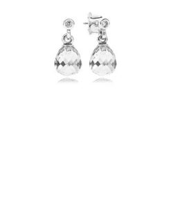 Silver earrings with clear cubic zirconia and faceted clear cubic zirconia