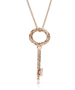 Regal pattern key 14k Rose Gold-plated pendant and necklace