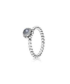 Silver ring. birthstone-June. grey moonstone