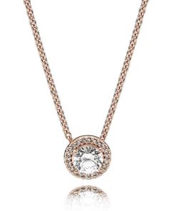 PANDORA Rose necklace with clear cubic zirconia