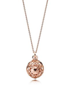 Hearts 14k Rose Gold-plated pendant with chime effect and necklace