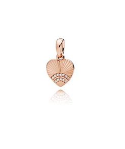 Heart 14k Rose Gold-plated pendant with clear cubic zirconia