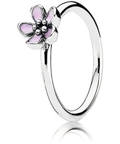 Silver ring with pink enamel