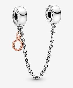 Crown O sterling silver and 14k Rose Gold-plated safety chain with silicone grip