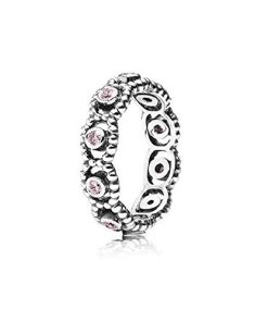 Silver ring with pink cubic zirconia