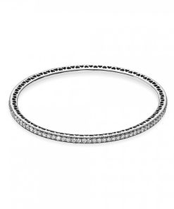 Silver bangle with cubic zirconia