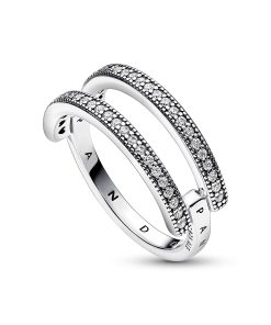Pandora Signature Logo & Pavé Double Band Ring