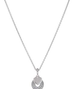 Heart pendant in sterling silver with clear cubic zirconia and necklace
