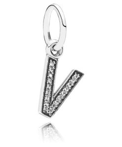 Letter V Silver Dangle