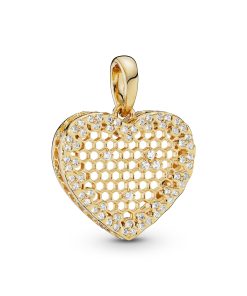 Heart 14k Gold Plated pendant with clear cubic zirconia
