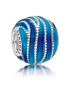 Water silver charm with mixed blue enamel colours