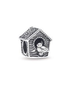 Bird house silver charm