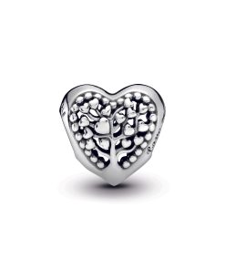 Tree of love heart silver charm