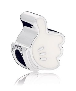 Disney Mickey glove silver charm with white enamel