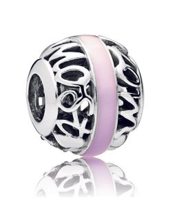 Love you more silver charm with shaded pink enamel