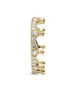 Crown 14k Gold Plated ring with clear cubic zirconia