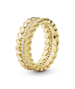 Seeds 14k Gold Plated ring with clear cubic zirconia