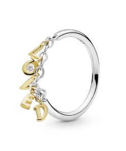 Loved 14k Gold Plated  and silver ring with clear cubic zirconia