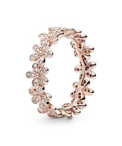 Daisy 14k Rose Gold-plated ring with clear cubic zirconia