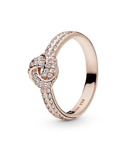 PANDORA Rose love knot ring with clear cubic zirconia