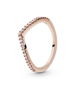 Wishbone 14k Rose Gold-plated ring with clear cubic zirconia