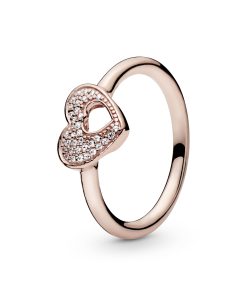 PANDORA Rose heart ring with clear cubic zirconia