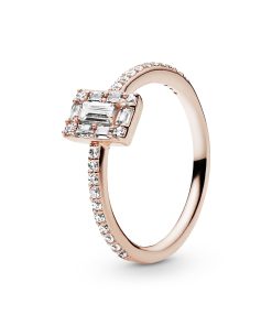 Ice cube 14k Rose Gold-plated ring with clear cubic zirconia