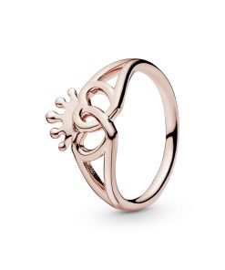 Interlocked crowned hearts 14k Rose Gold-plated ring