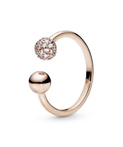Open 14k Rose Gold-plated ring with clear cubic zirconia