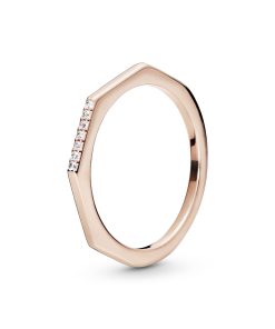 Pandora Rose ring with clear cubic zirconia