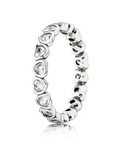 Heart silver ring with cubic zirconia