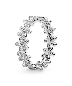 Daisy silver ring with cubic zirconia