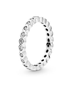Small round eternity silver ring with cubic zirconia