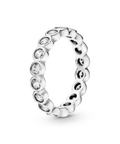 Large round eternity silver ring with cubic zirconia