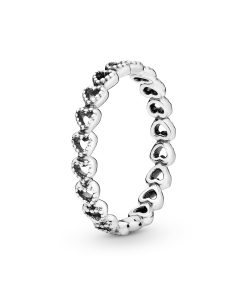 Openwork heart silver ring