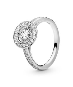 Silver ring with clear cubic zirconia