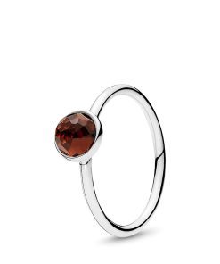 January birthstone silver ring with garnet. 6 mm