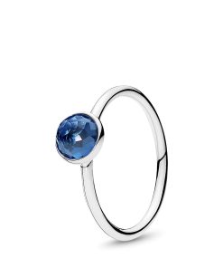 December birthstone silver ring with London blue crystal. 6 mm