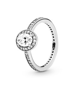 Silver ring with clear cubic zirconia