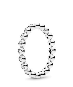 Silver ring with clear cubic zirconia