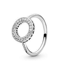 Silver ring with clear cubic zirconia