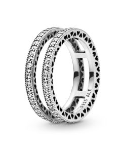 Silver ring with clear cubic zirconia