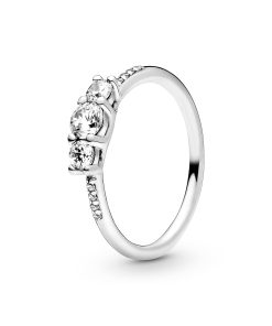 Silver ring with clear cubic zirconia