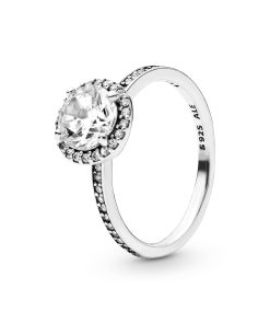 Silver ring with clear cubic zirconia