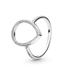 Silver ring with clear cubic zirconia