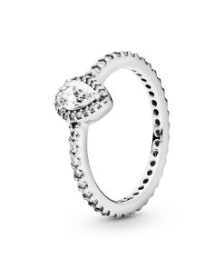 Silver ring with clear cubic zirconia